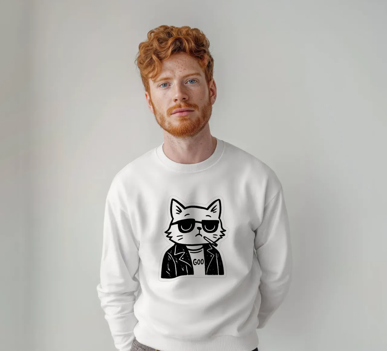 Minimalist Rock Cat - L'adesivo di atteggiamento felpa da Punk & Cute - Affiches & Stickers
