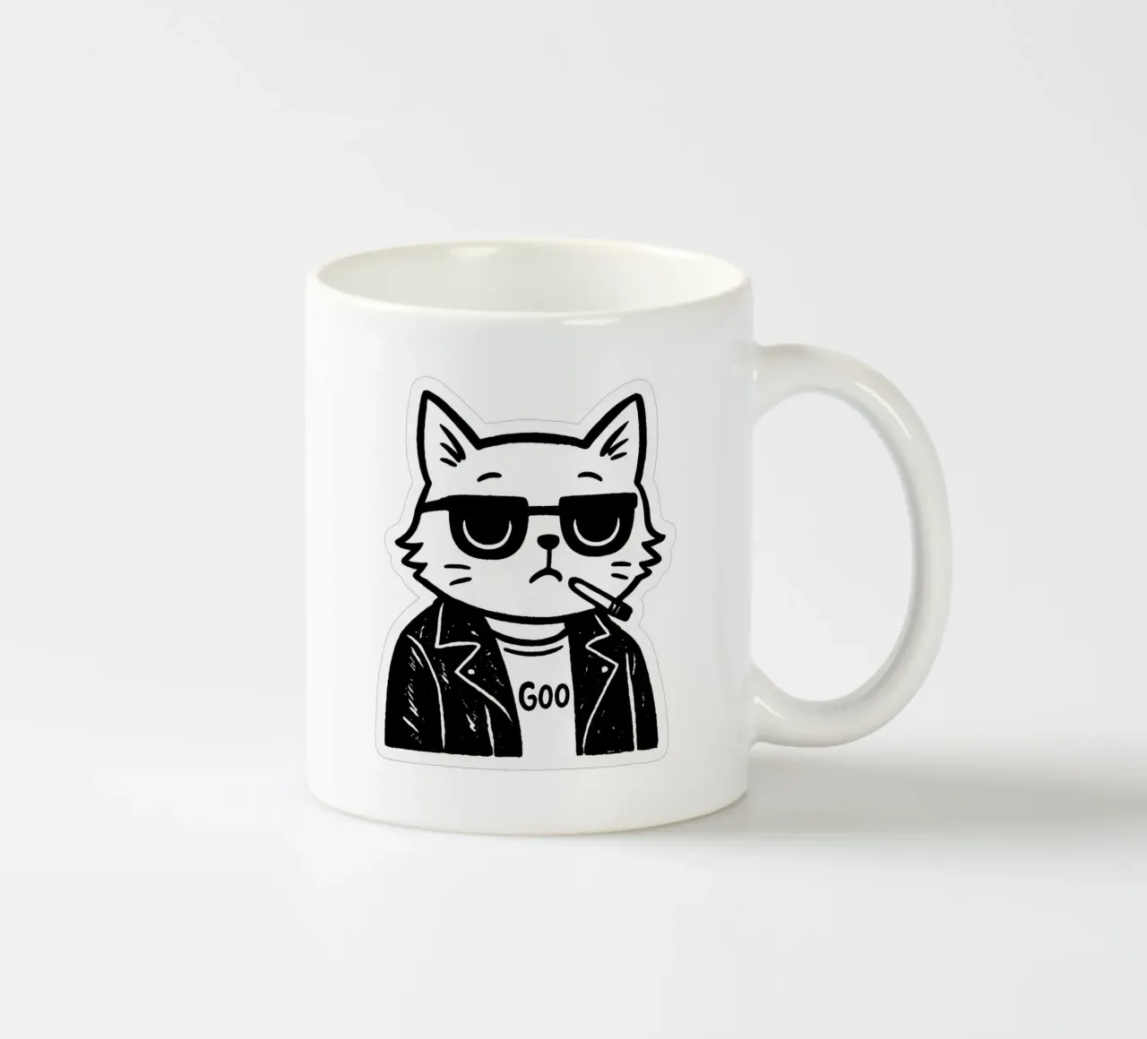 Minimalist Rock Cat - L'adesivo di atteggiamento tazza in ceramica da Punk & Cute - Affiches & Stickers