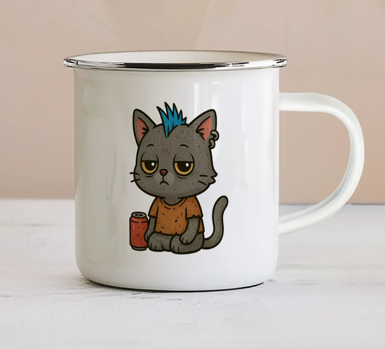 Chat Punk Chill tazza in smalto da Punk & Cute - Affiches & Stickers