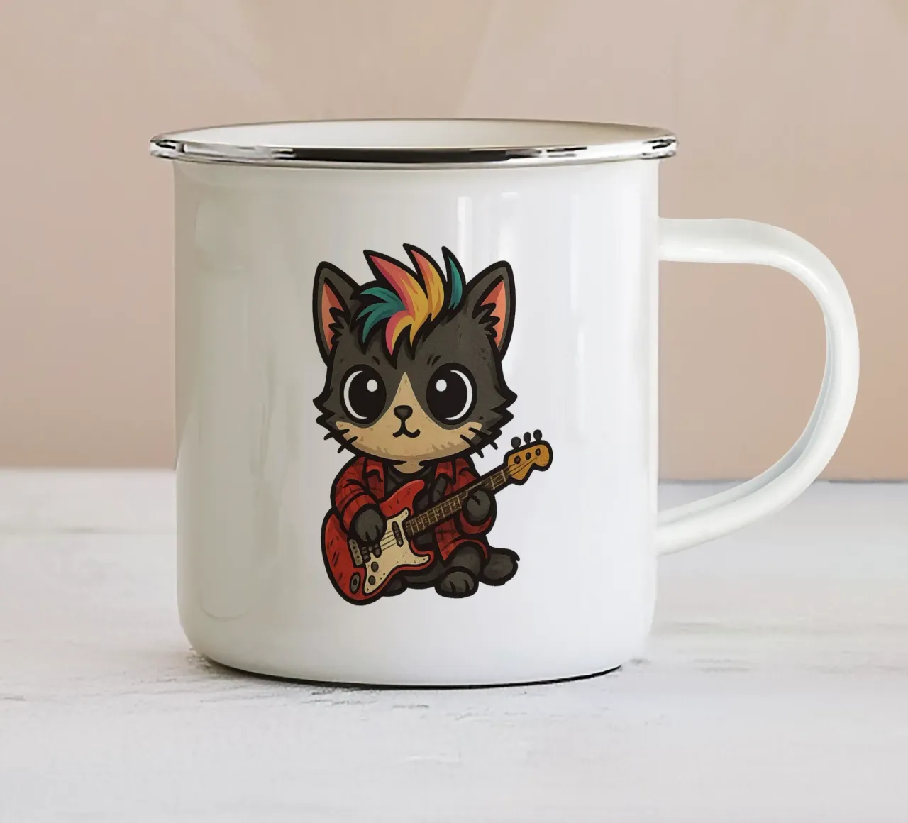 Chat Punk Rockstar tazza in smalto da Punk & Cute - Affiches & Stickers