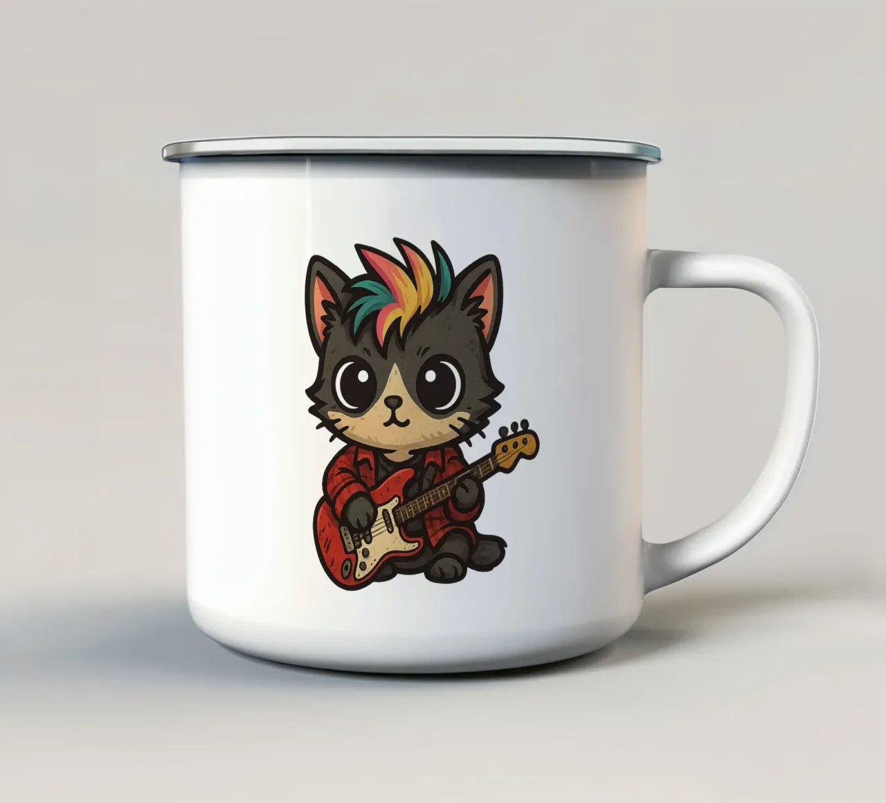 Chat Punk Rockstar tazza in smalto da Punk & Cute - Affiches & Stickers