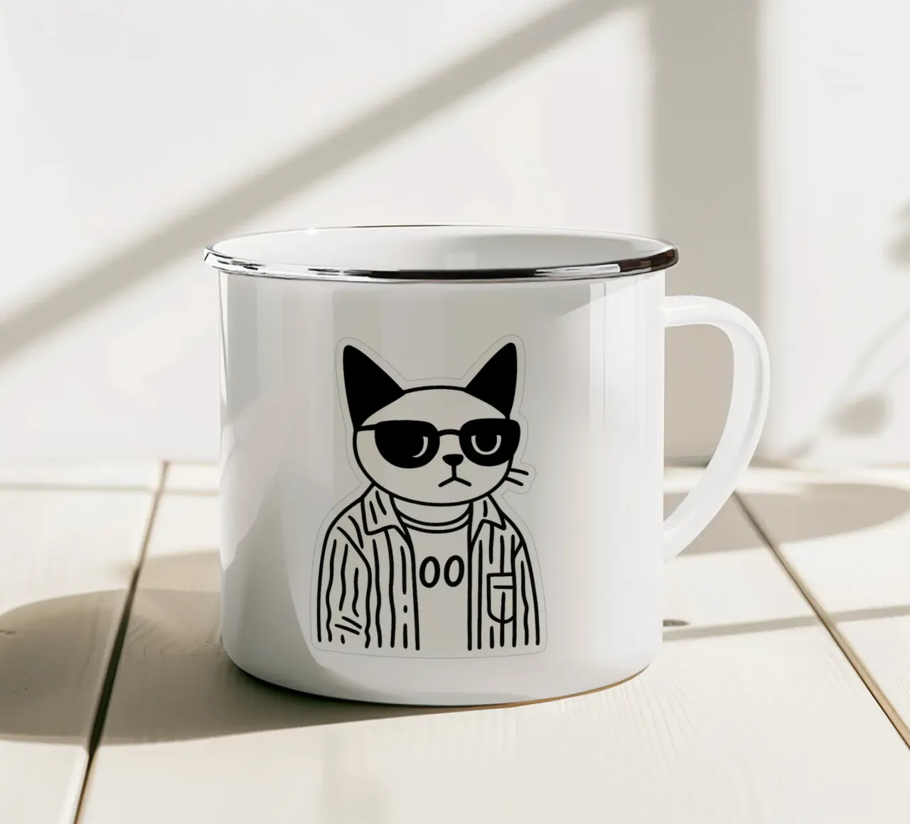Chat Minimaliste tazza in smalto da Punk & Cute - Affiches & Stickers