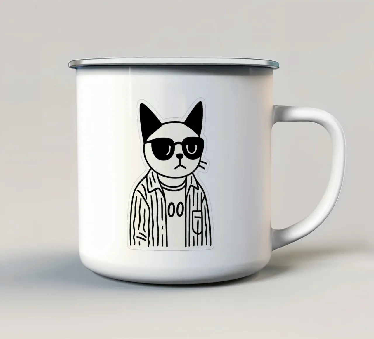 Chat Minimaliste tazza in smalto da Punk & Cute - Affiches & Stickers