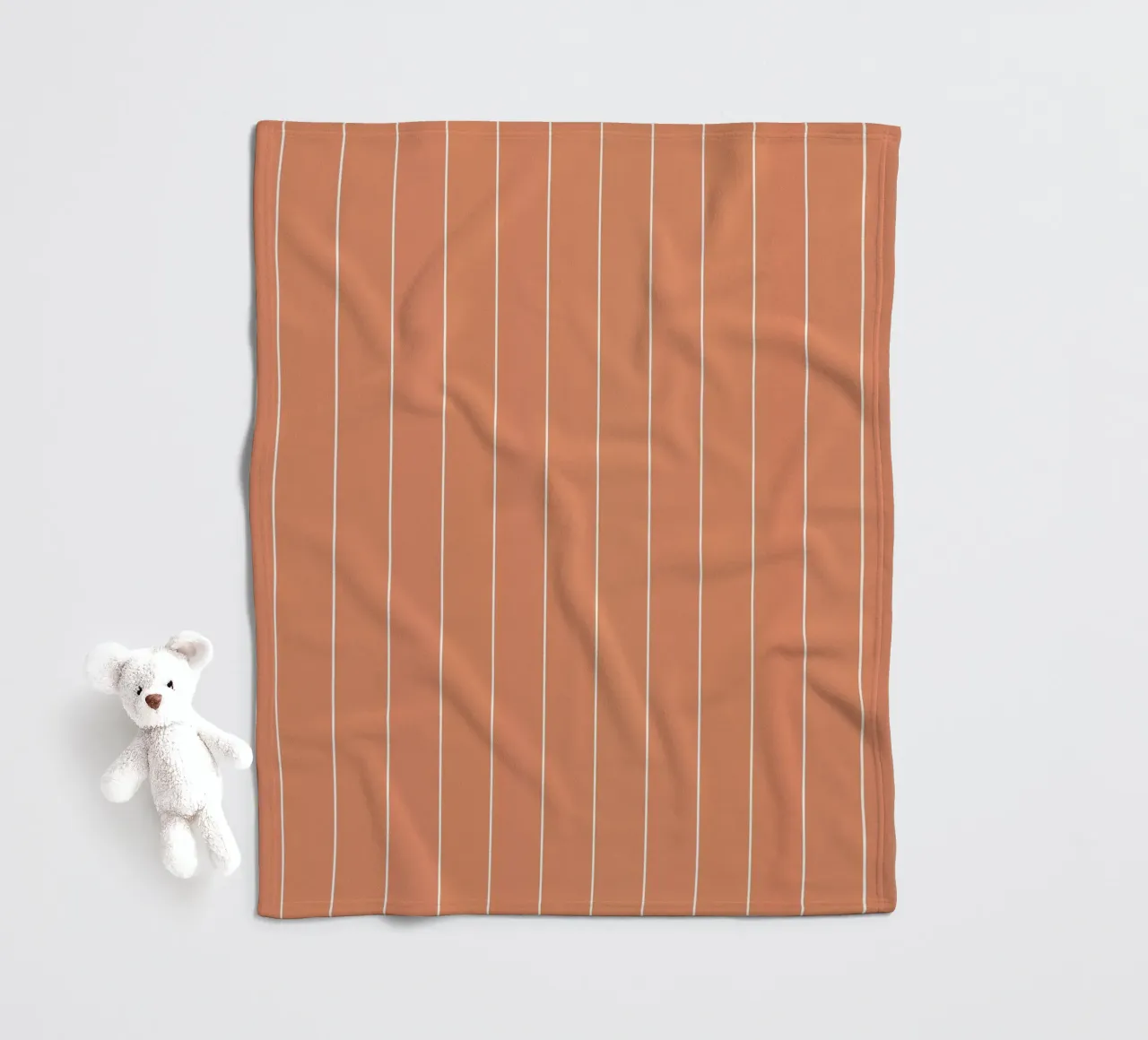 Minimal Basic Classic Stripes | Bianco su Terracotta Arancione coperta in pile da Beauty in Simplicity