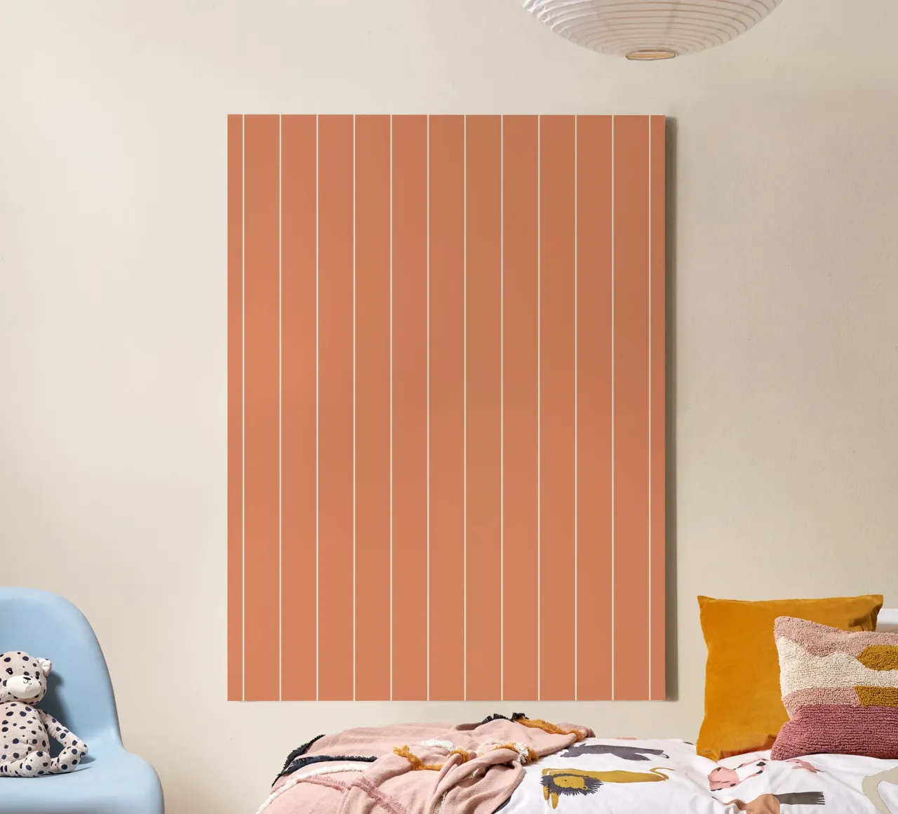 Minimal Basic Classic Stripes | Bianco su Terracotta Arancione tela con Cornice a cassetta da Beauty in Simplicity