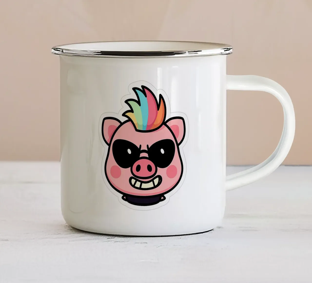 Cochon Punk tazza in smalto da Punk & Cute - Affiches & Stickers