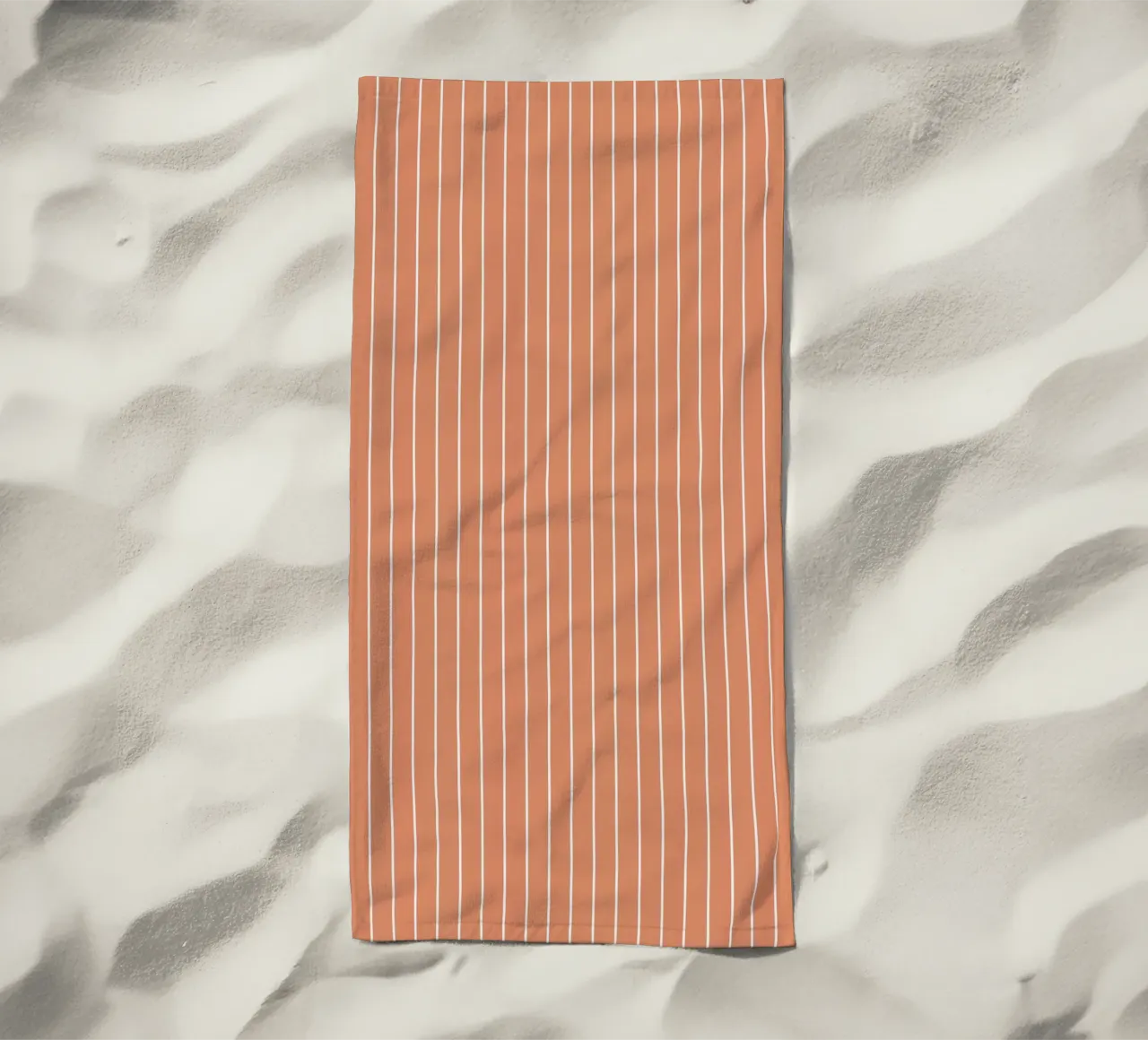 Minimal Basic Classic Pinstripe | Bianco su Arancione Terracotta telo mare da Beauty in Simplicity