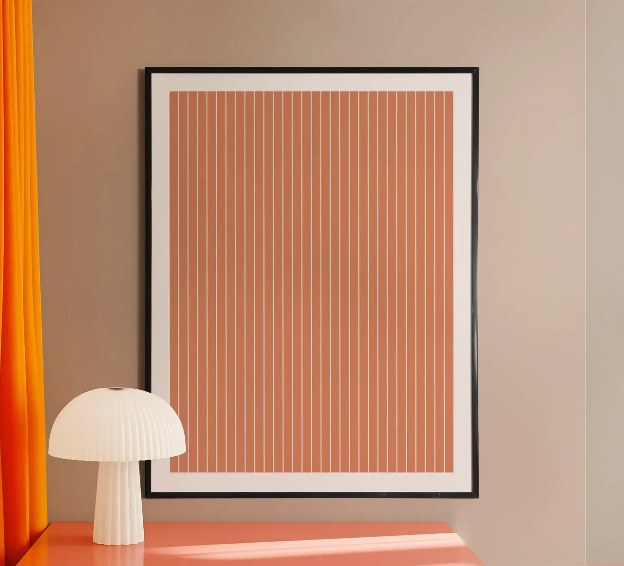 Minimal Basic Classic Pinstripe | Bianco su Arancione Terracotta carta hahnemühle da Beauty in Simplicity