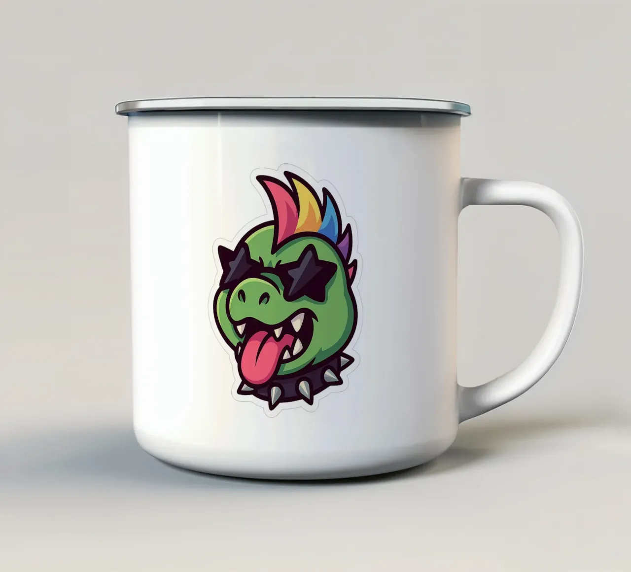 Eccentrico Dino Arcobaleno tazza in smalto da Punk & Cute - Affiches & Stickers