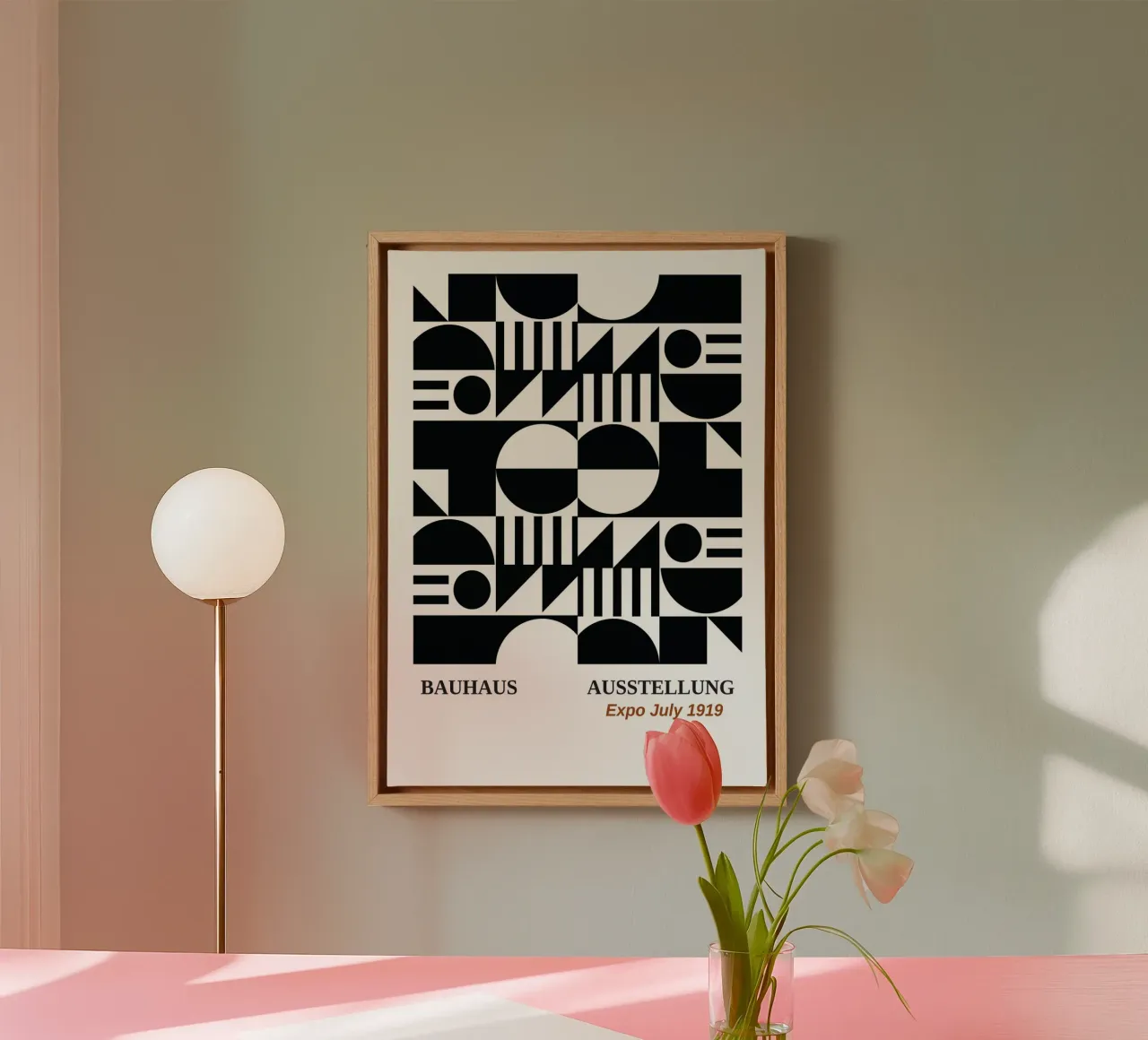 Bauhaus Abstracte Kunst | Zwart & Wit Modulaire Print canvas van Grungeo
