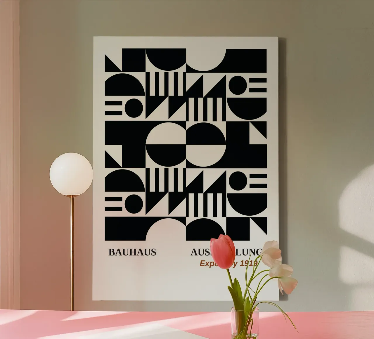 Bauhaus Abstracte Kunst | Zwart & Wit Modulaire Print canvas van Grungeo