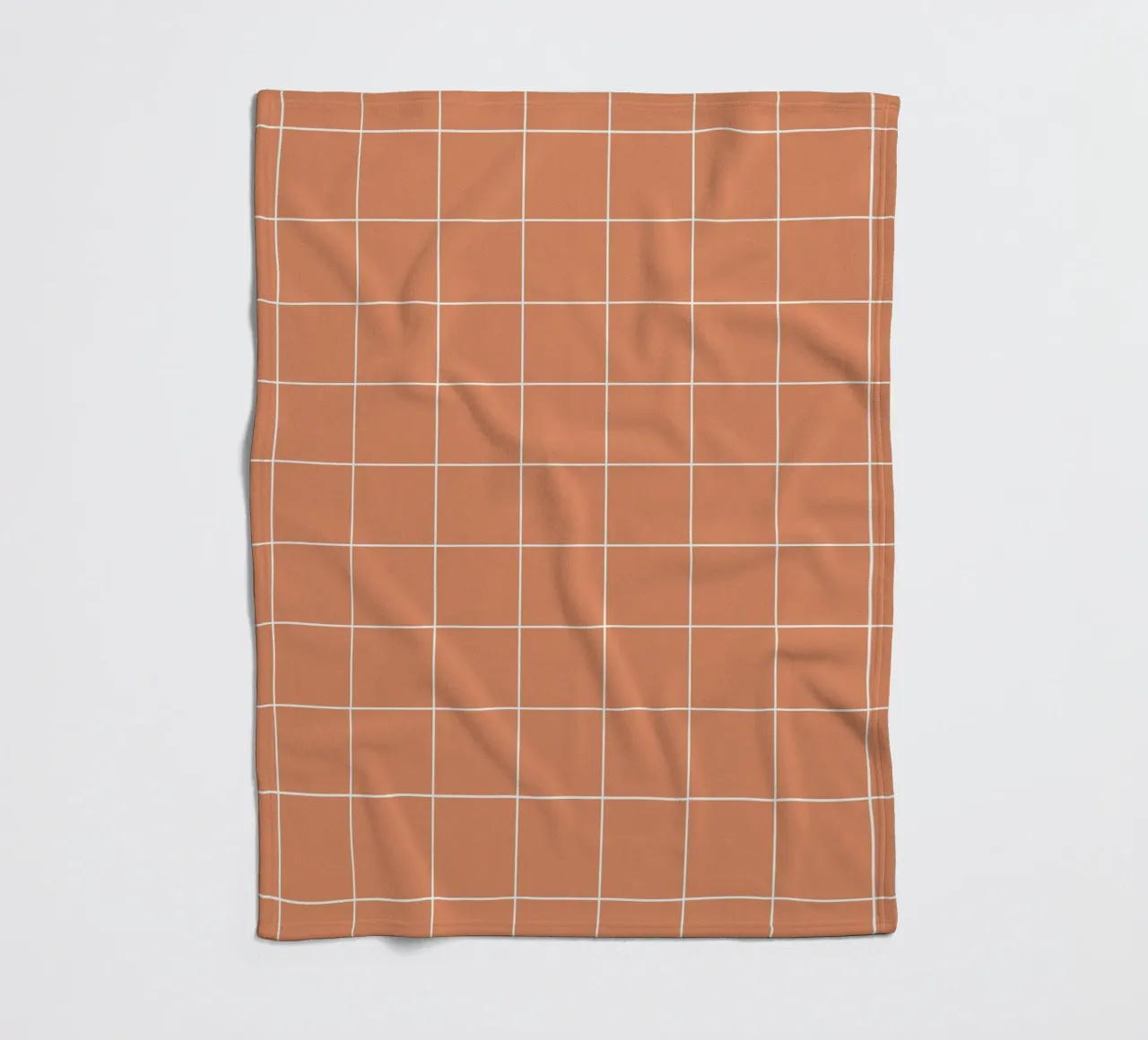 Minimal Basic Classic Big Grid | Bianco su Terracotta Arancione coperta in pile da Beauty in Simplicity