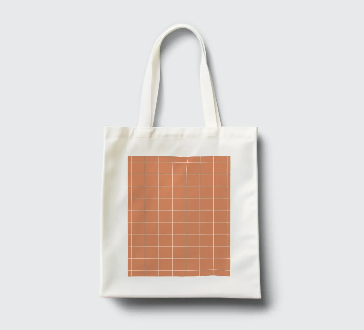 Minimal Basic Classic Big Grid | Bianco su Terracotta Arancione borsa in juta da Beauty in Simplicity