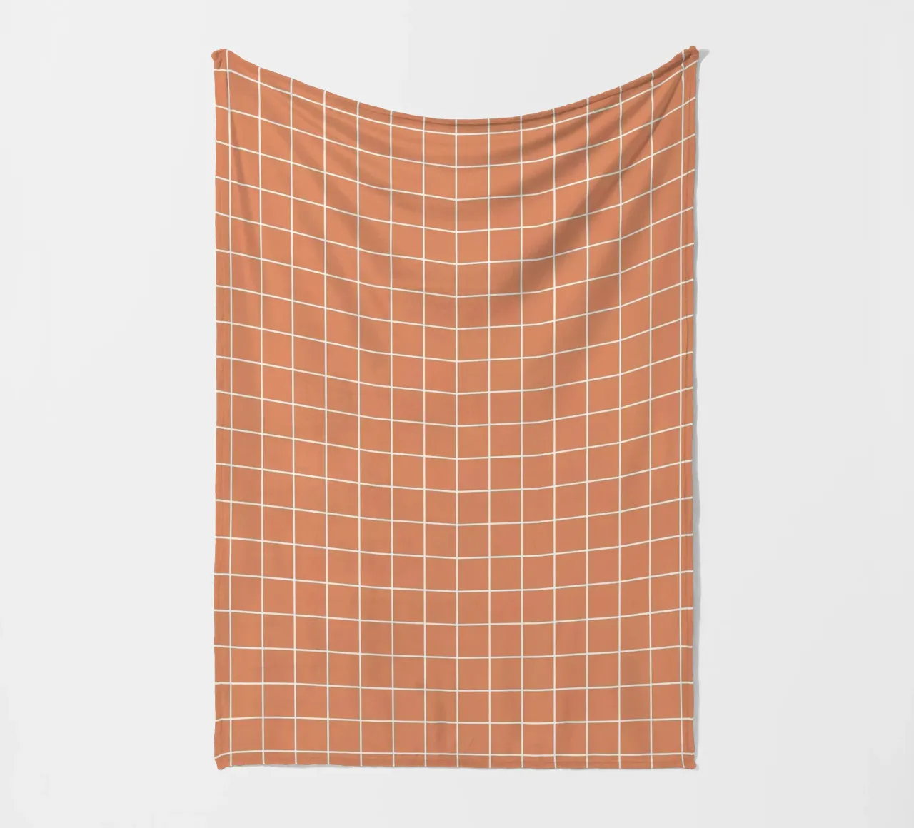 Minimal Basic Classic Grid | Weiß auf Terrakotta Orange Fleecedecke von Beauty in Simplicity