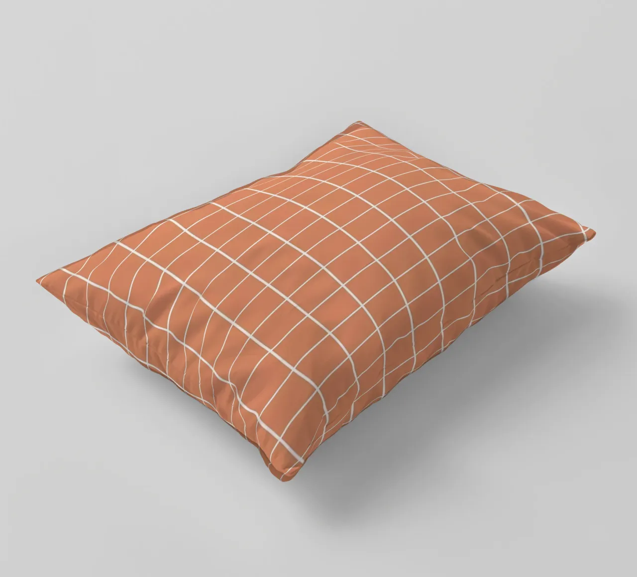 Griglia classica minimalista di base - Bianco su arancione terracotta cuscino da Beauty in Simplicity