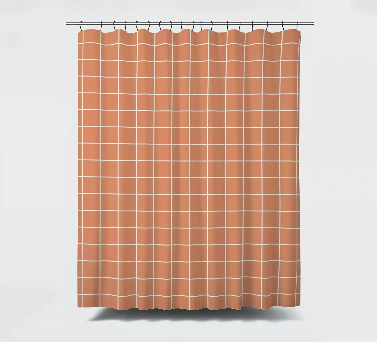 Minimal Basic Classic Grid | Weiß auf Terrakotta Orange Duschvorhang von Beauty in Simplicity