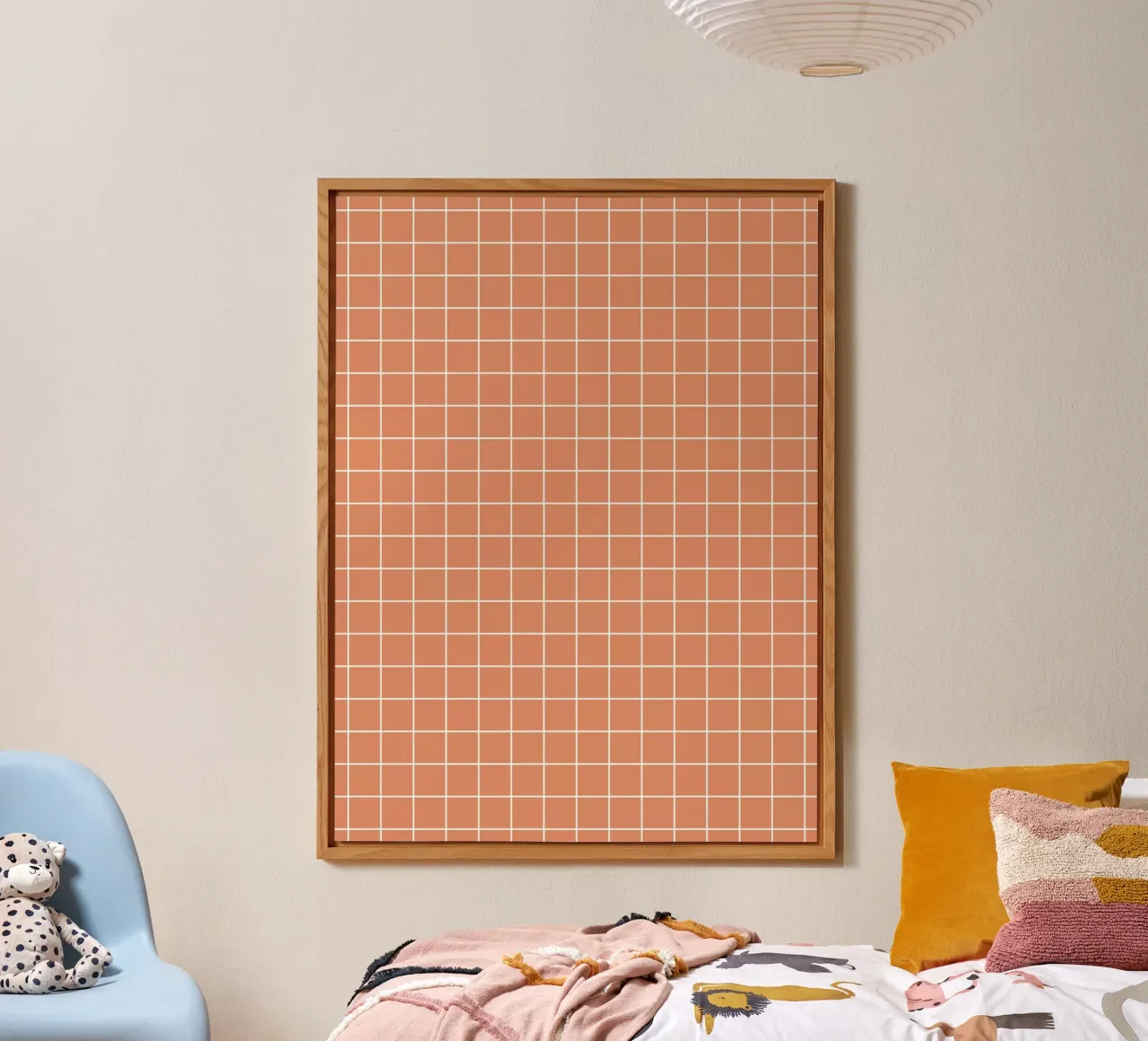 Minimal Basic Classic Grid | Weiß auf Terrakotta Orange Alu-Dibond von Beauty in Simplicity