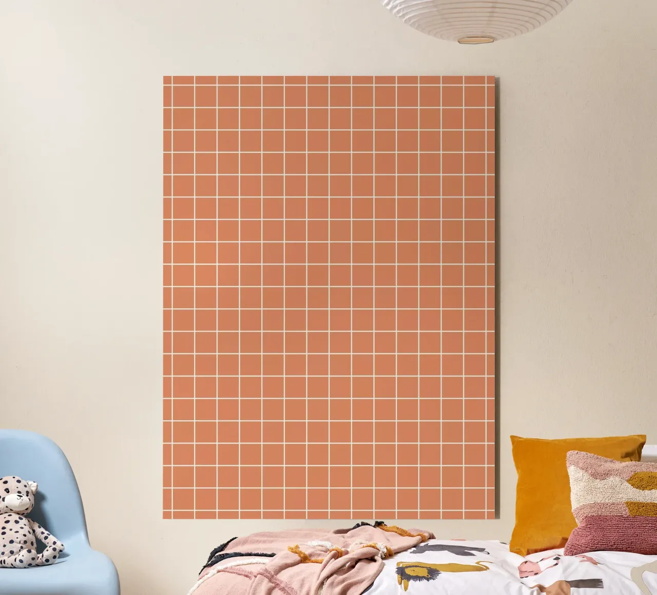 Minimal Basic Classic Grid | Weiß auf Terrakotta Orange Alu-Dibond von Beauty in Simplicity