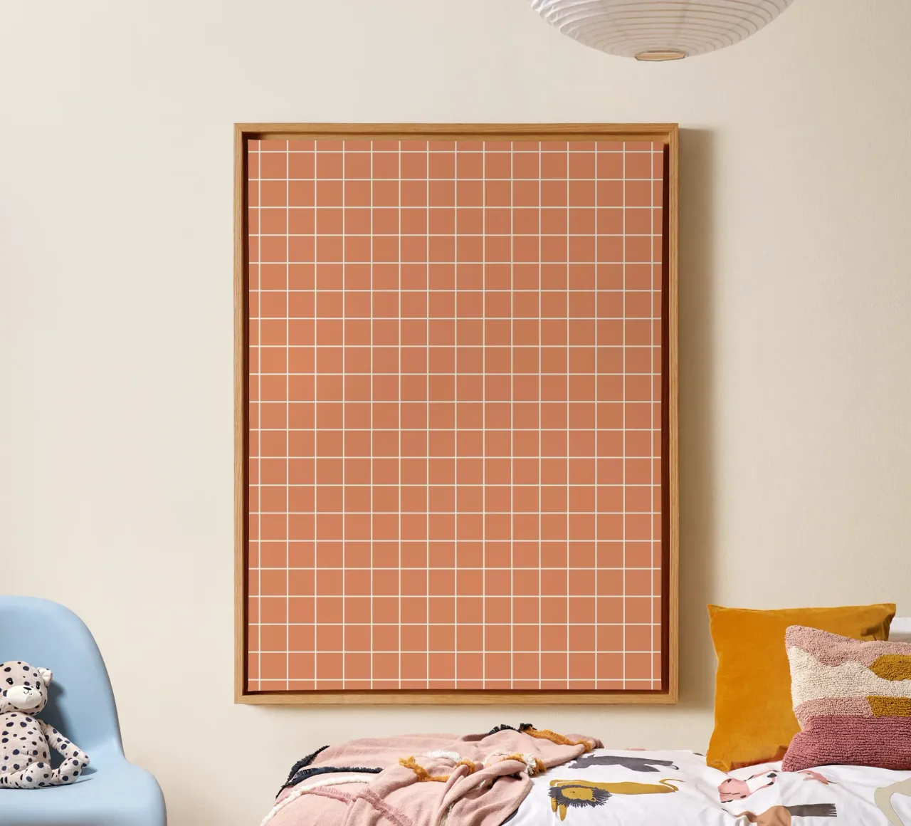 Minimal Basic Klassiek Raster | Wit op Terracotta Oranje canvas van Beauty in Simplicity
