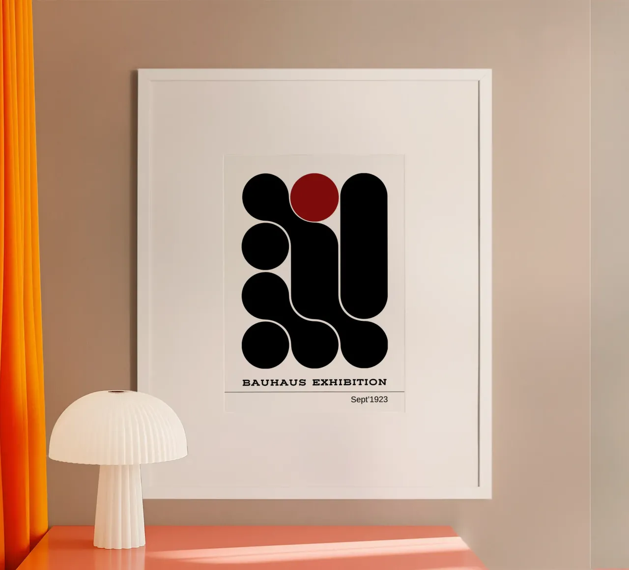 Poster per la mostra Bauhaus, forme geometriche astratte, rosso & carta hahnemühle da Grungeo