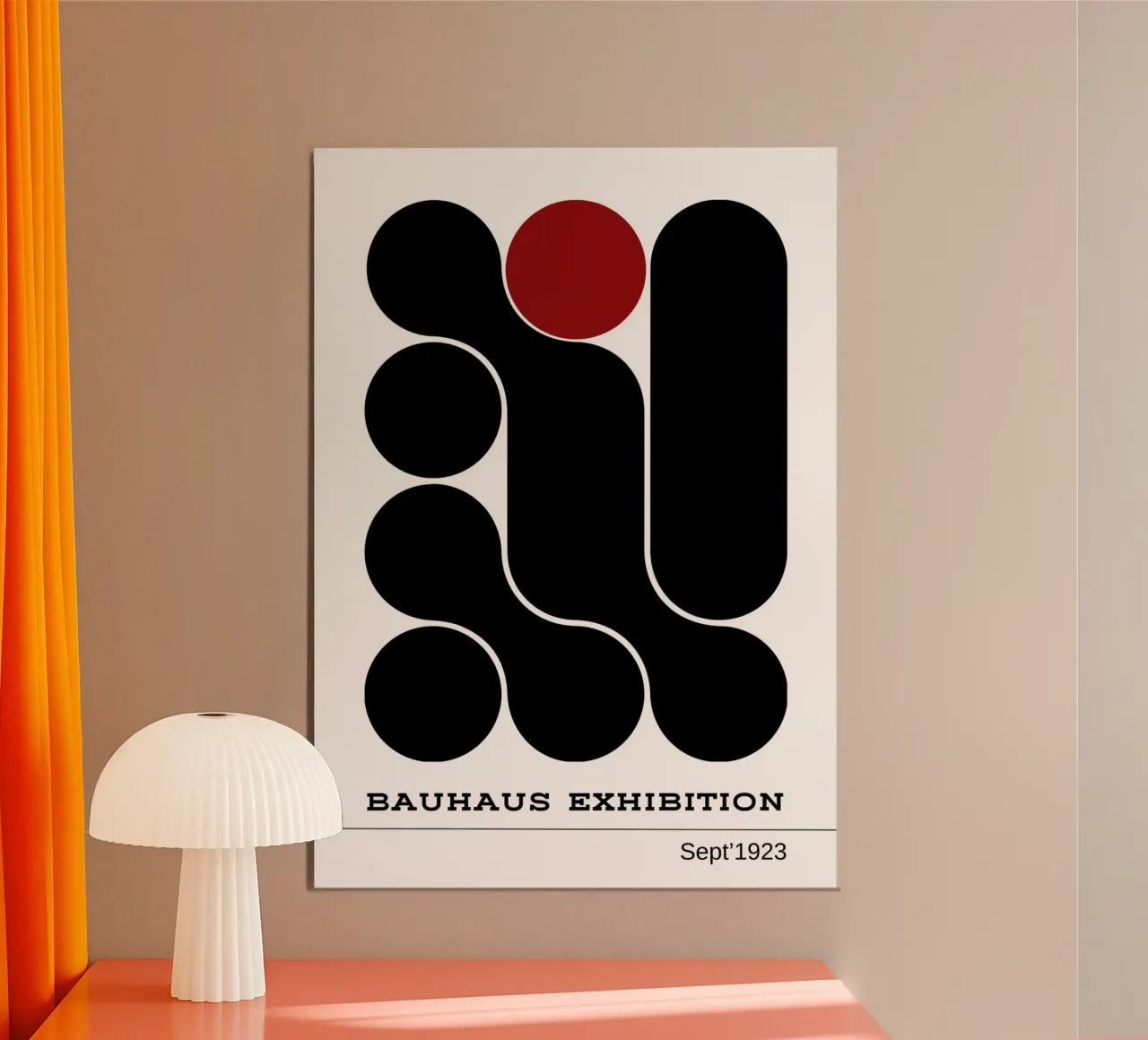 Poster per la mostra Bauhaus, forme geometriche astratte, rosso & carta hahnemühle da Grungeo