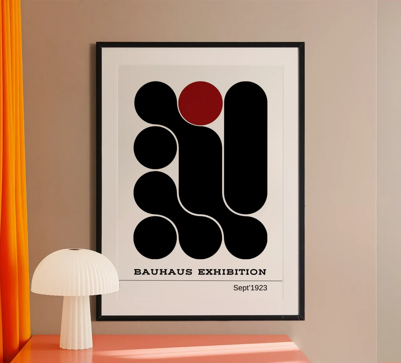 Poster per la mostra Bauhaus, forme geometriche astratte, rosso & carta hahnemühle da Grungeo