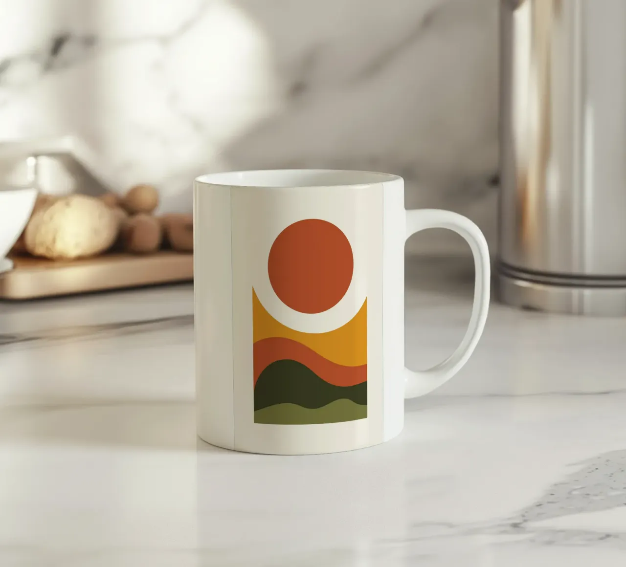 Sliced Ellipse Above Earth Bands tazza in ceramica da LisaArtes