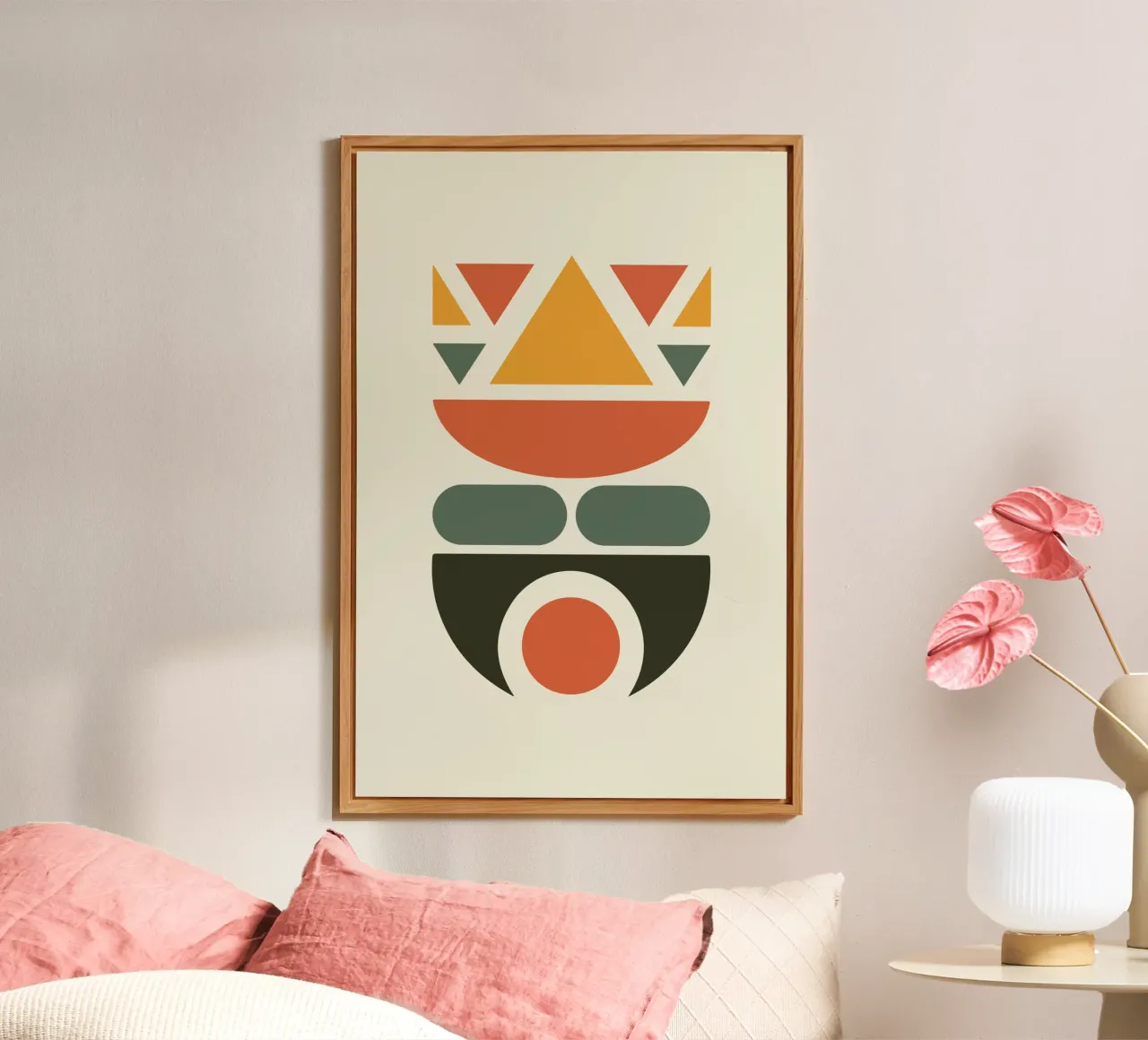 Soft Triangles in Earthy Circle 1 alluminio dibond da LisaArtes