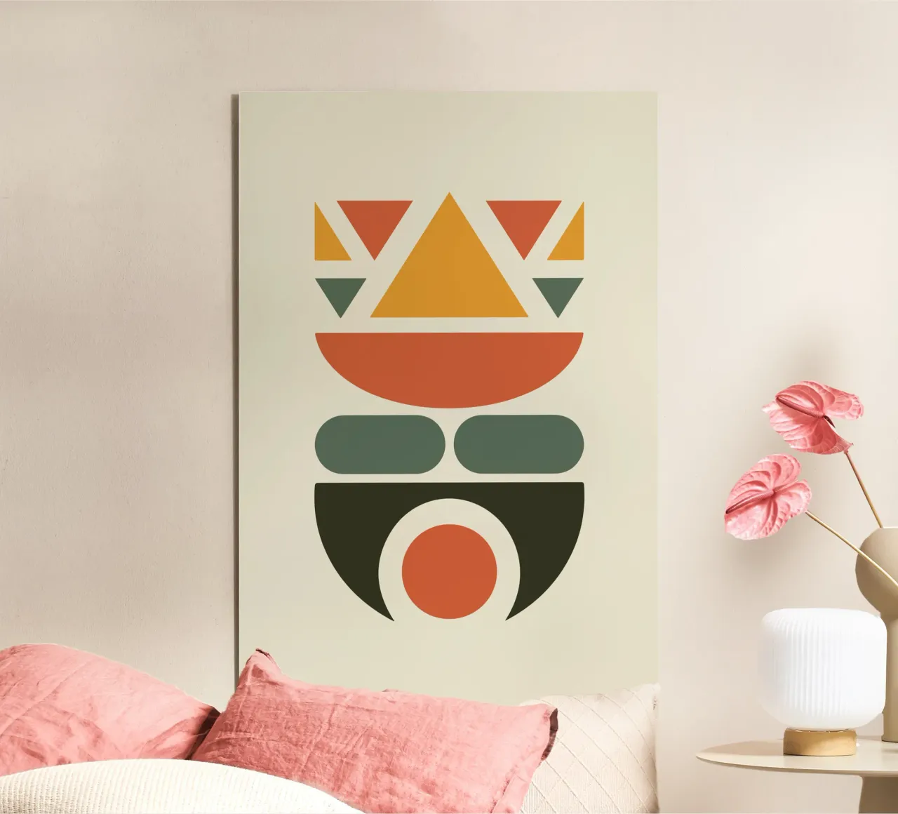 Soft Triangles in Earthy Circle 1 alluminio dibond da LisaArtes