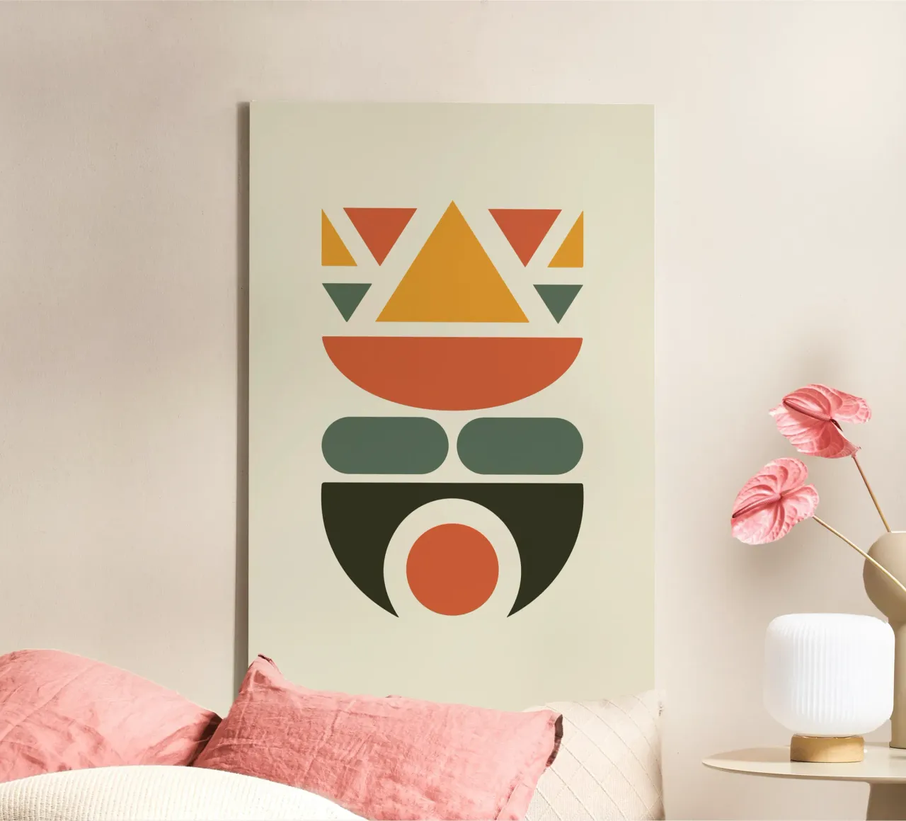 Soft Triangles in Earthy Circle 1 tela da LisaArtes