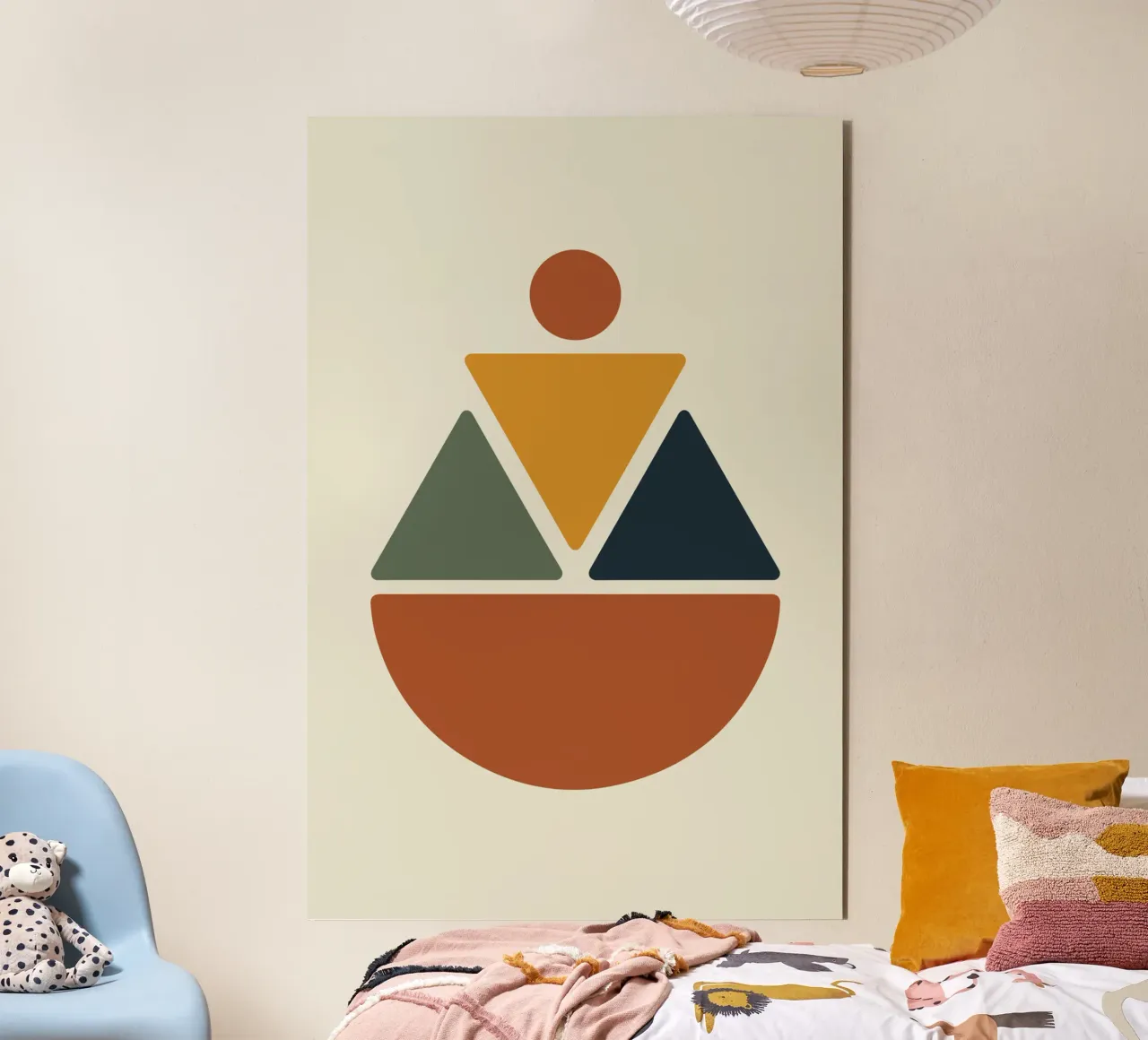 Soft Triangles in Earthy Circle alluminio dibond da LisaArtes