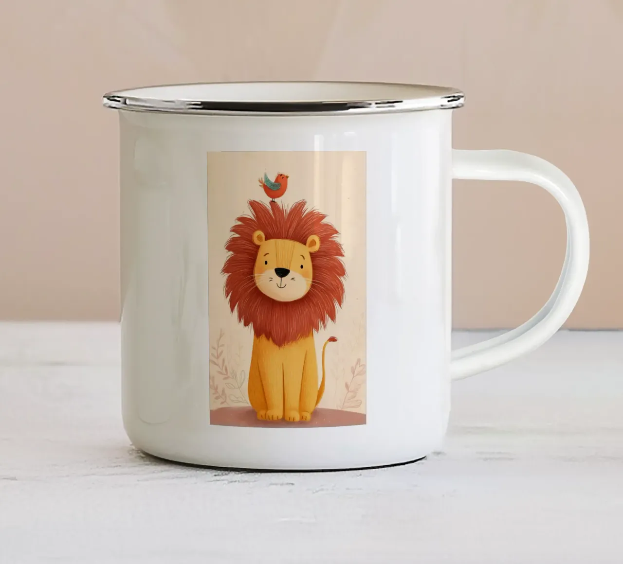 Lion and the Songbird tazza in smalto da Kiara