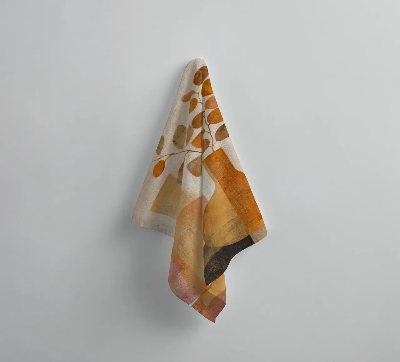 Boho Autumn Vases with Leaves Modern Abstract Still Life towel by Gentle Echoes Art