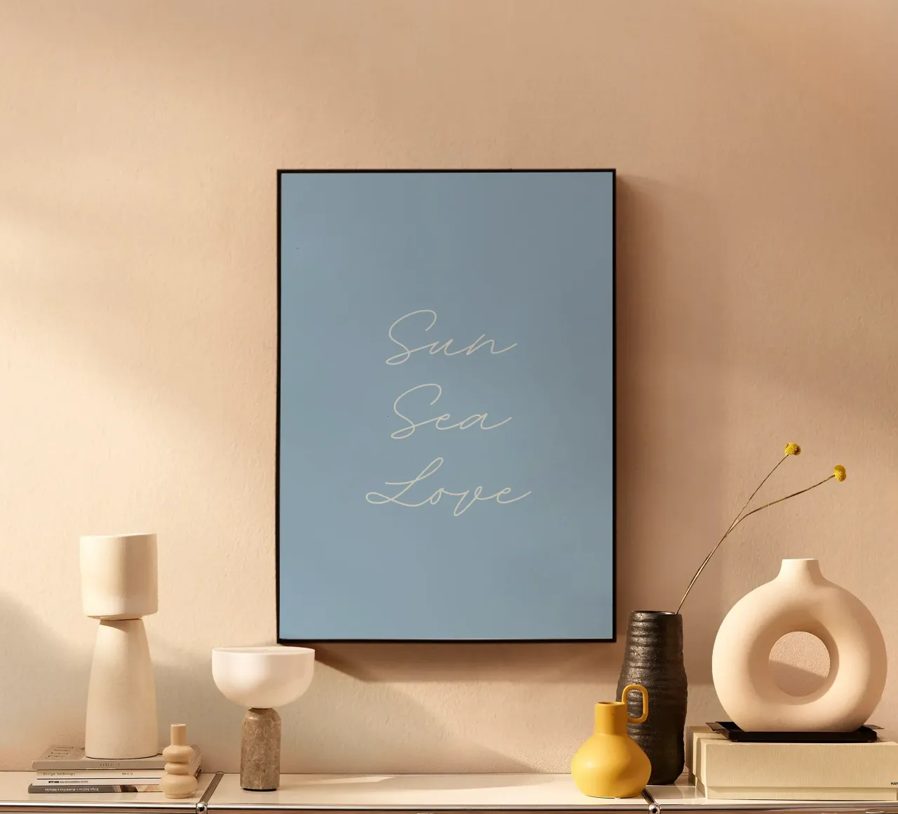 Sonne Meer Liebe Minimalist Script Zitat Blau Kunstdruck Acryl-Glas von dawnthesea