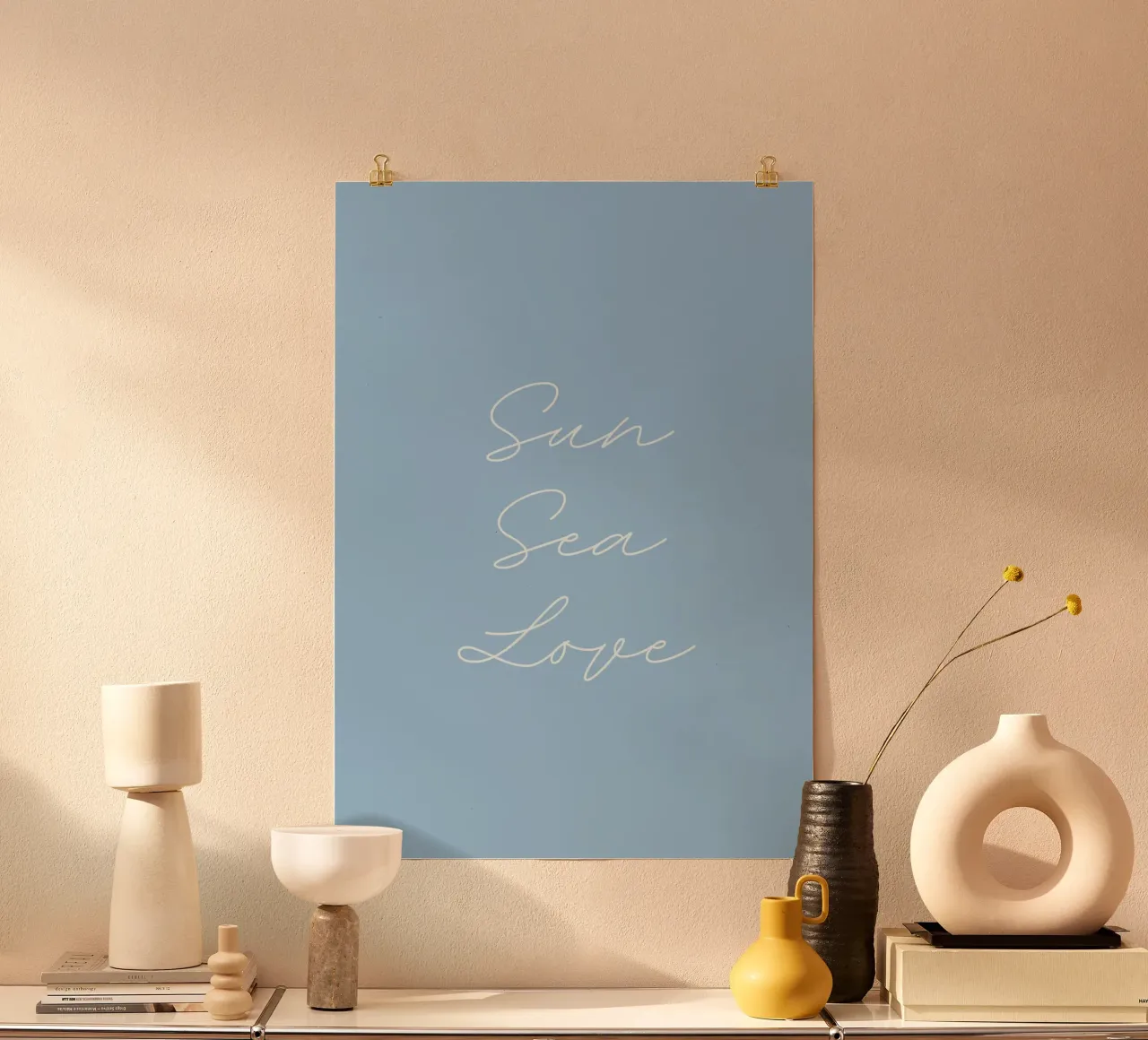Sonne Meer Liebe Minimalist Script Zitat Blau Kunstdruck Hahnemühle von dawnthesea