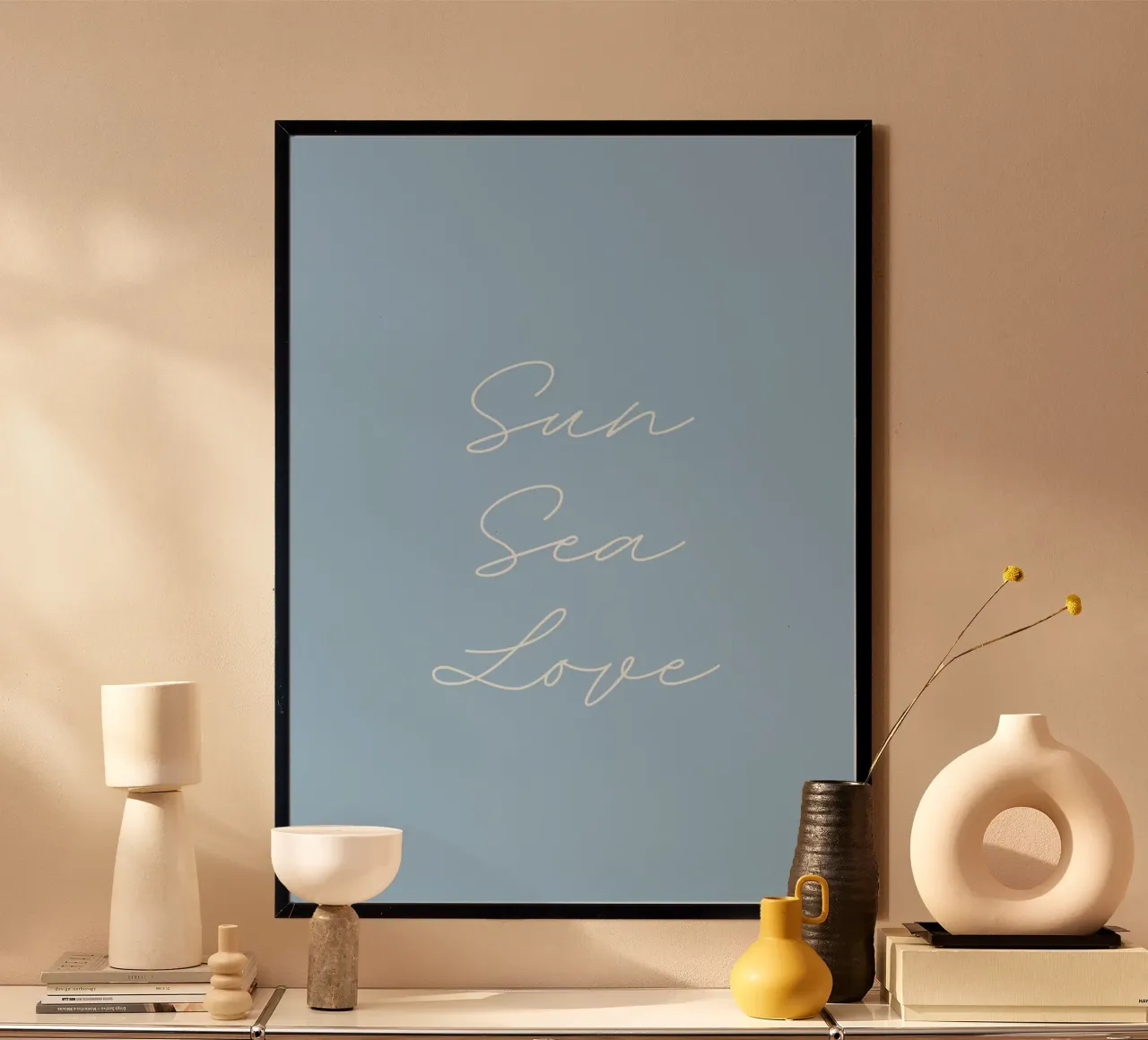 Sonne Meer Liebe Minimalist Script Zitat Blau Kunstdruck Hahnemühle von dawnthesea