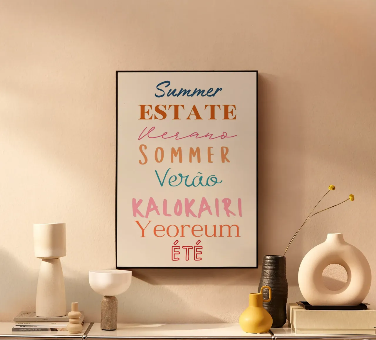 Summer in Multiple Languages Global Art Print alu-dibond by dawnthesea