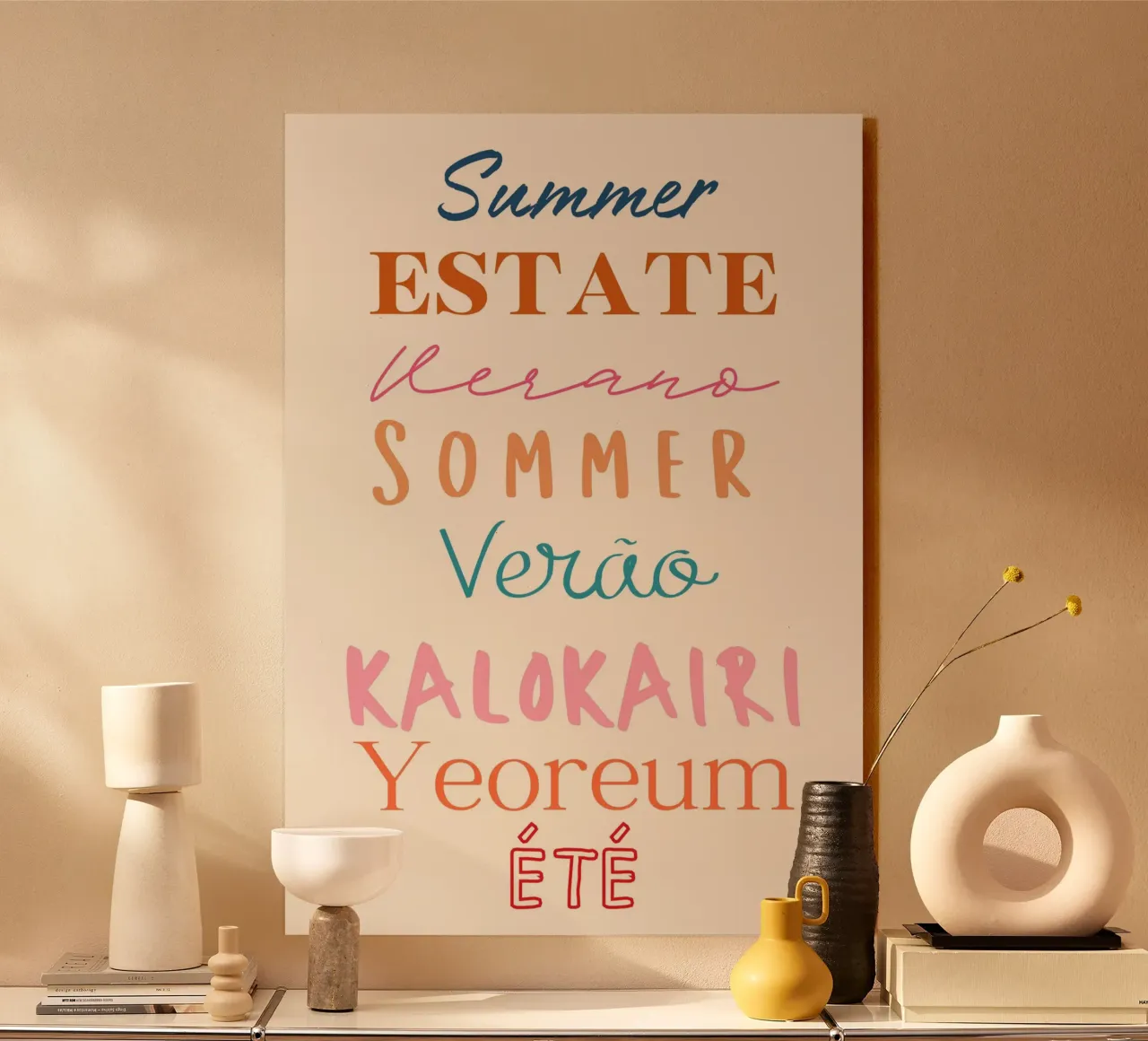 Summer in Multiple Languages Global Art Print alu-dibond by dawnthesea