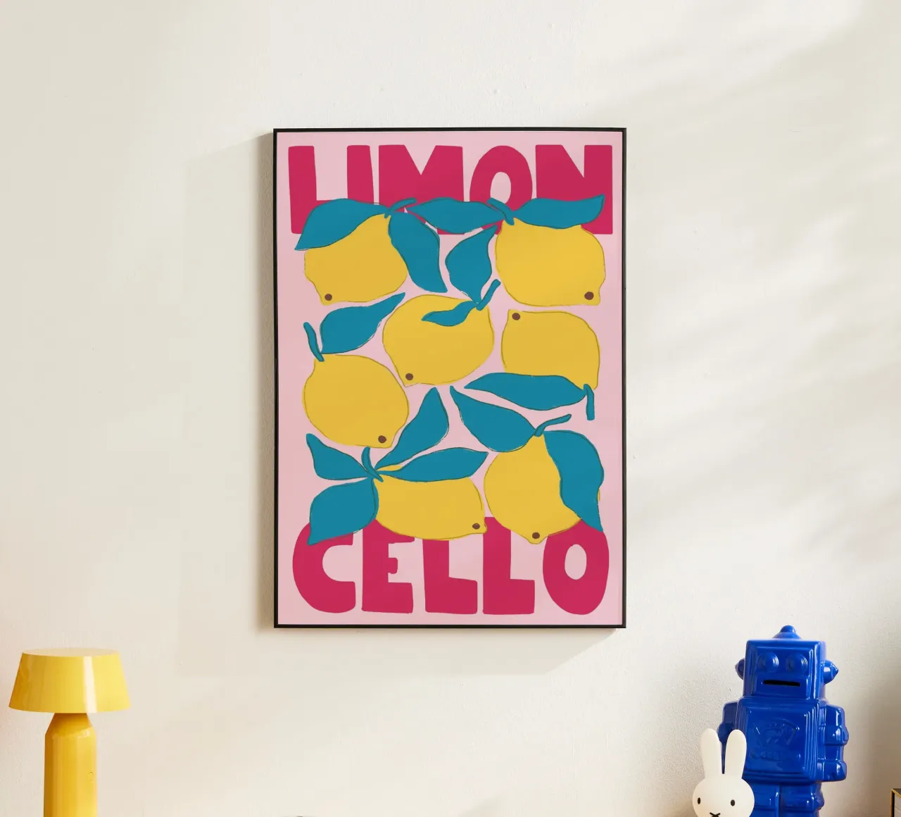 Limoncello Pop Art Retro Lemon Print alluminio dibond da dawnthesea