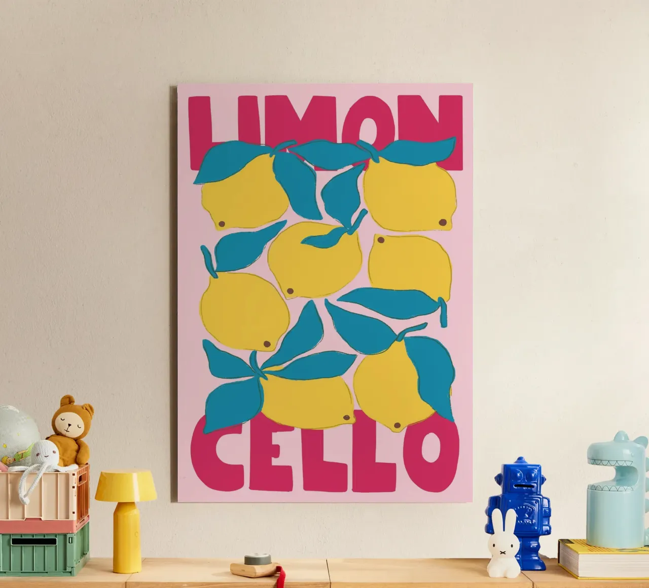 Limoncello Pop Art Retro Lemon Print alluminio dibond da dawnthesea