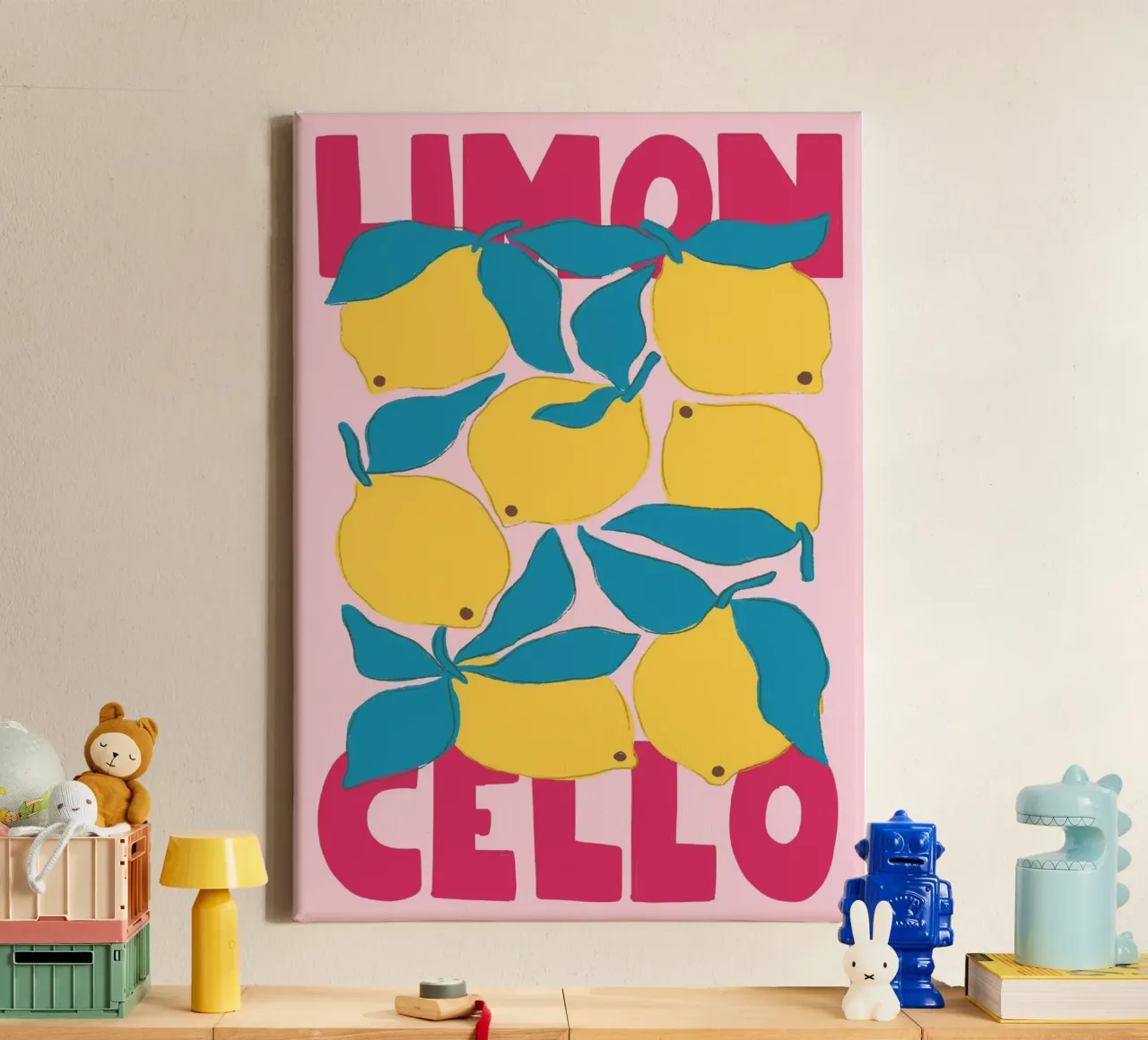 Limoncello Pop Art Retro Lemon Print tela da dawnthesea