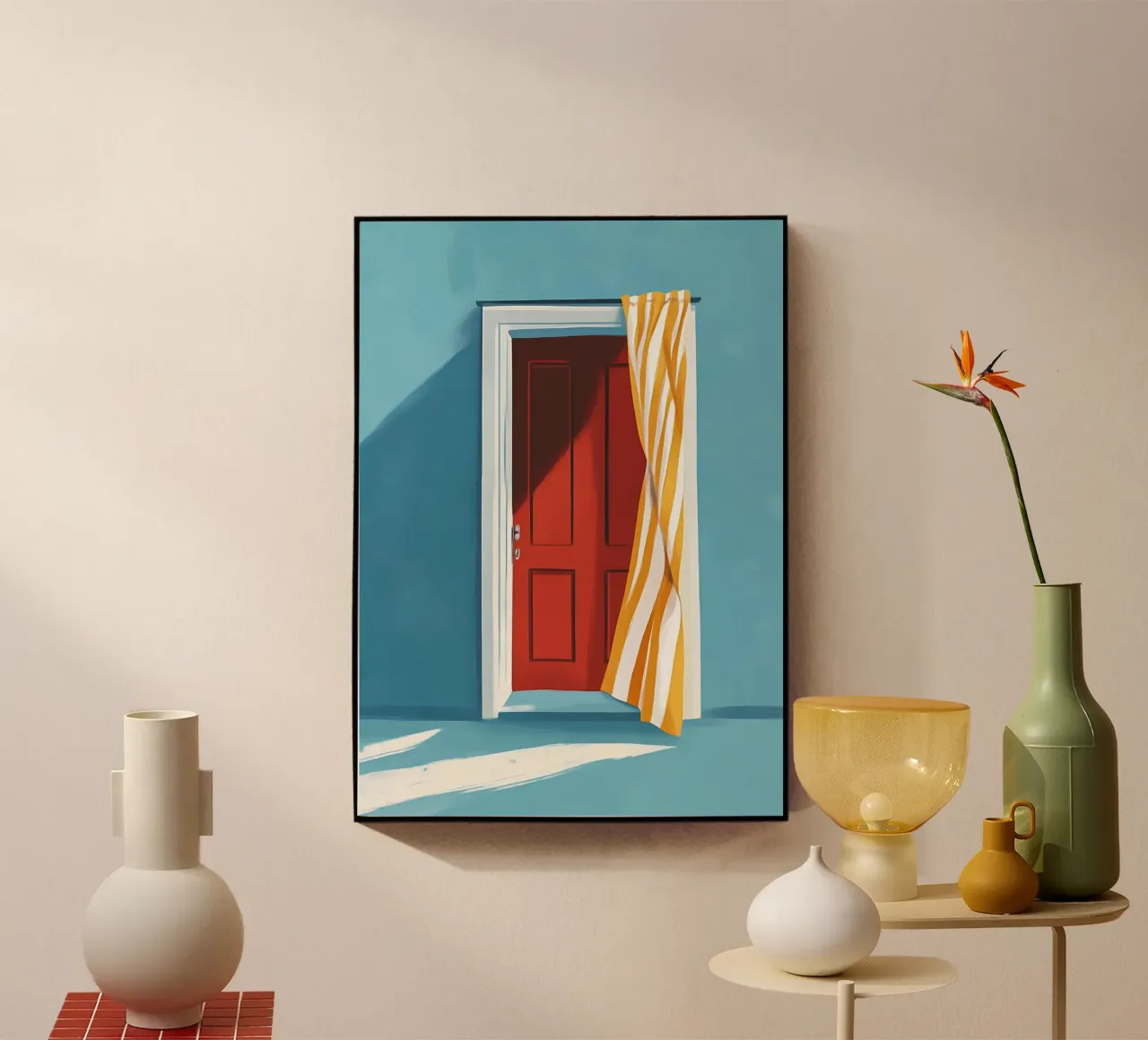 Tenda a righe per porta rossa Pop of Color Art plexiglass da dawnthesea