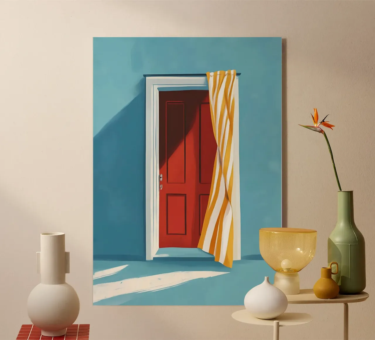Tenda a righe per porta rossa Pop of Color Art plexiglass da dawnthesea