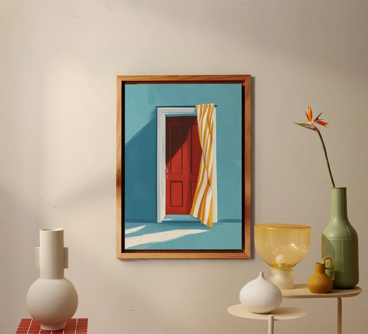 Tenda a righe per porta rossa Pop of Color Art alluminio dibond da dawnthesea