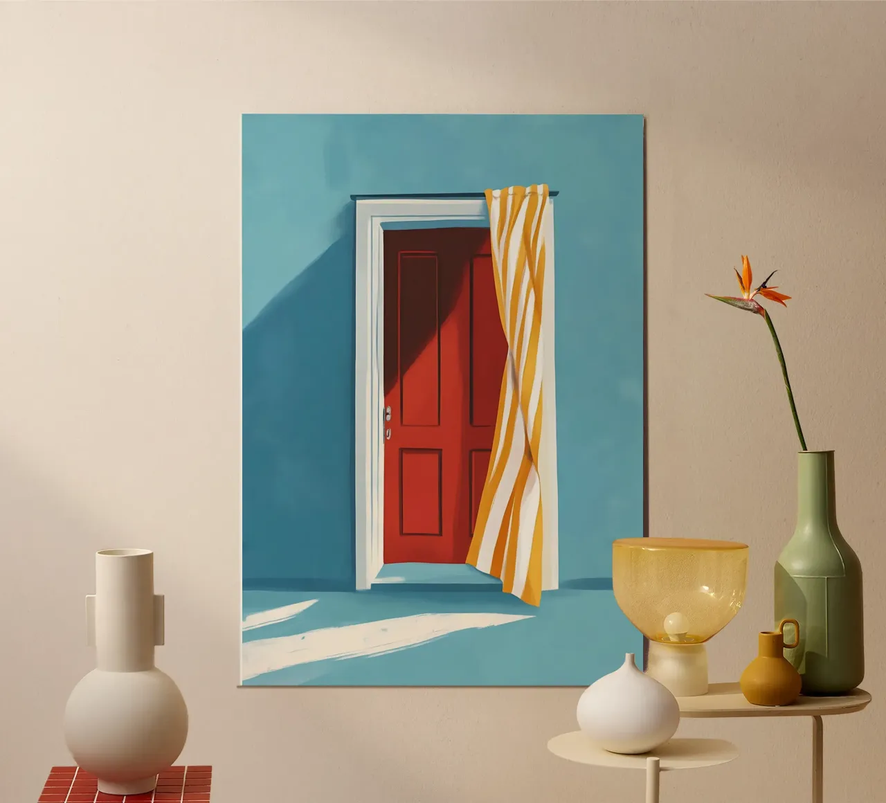 Tenda a righe per porta rossa Pop of Color Art alluminio dibond da dawnthesea