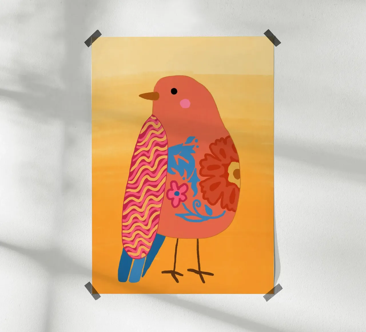 Boho Bird Funky Floral & Abstract Art Print hahnemühle de dawnthesea