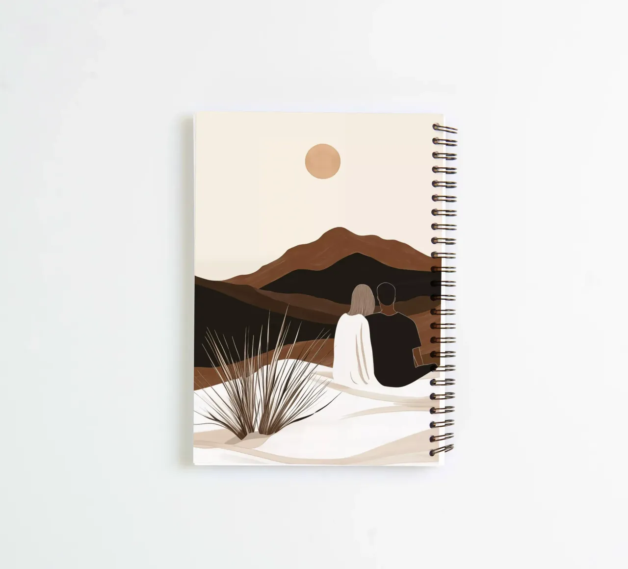 Lovers at sunrise | Boho style spiral notebook by Autofocus