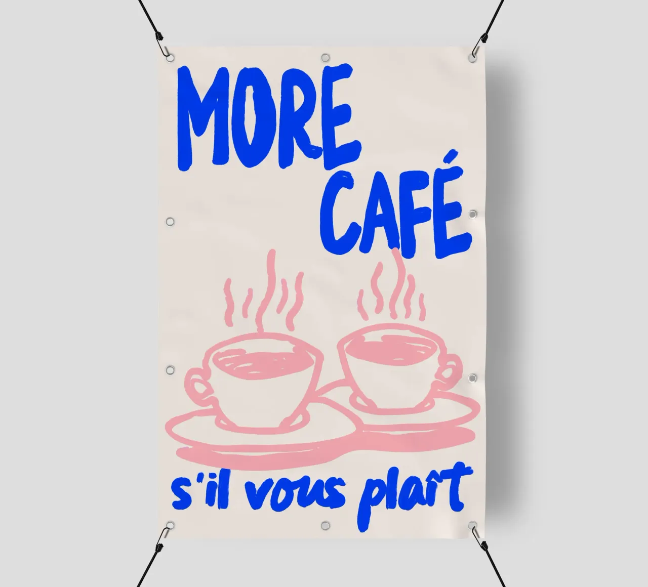 Più Café s'il vous plaît - Poster sul caffè francese telo in pvc da Studio Sori