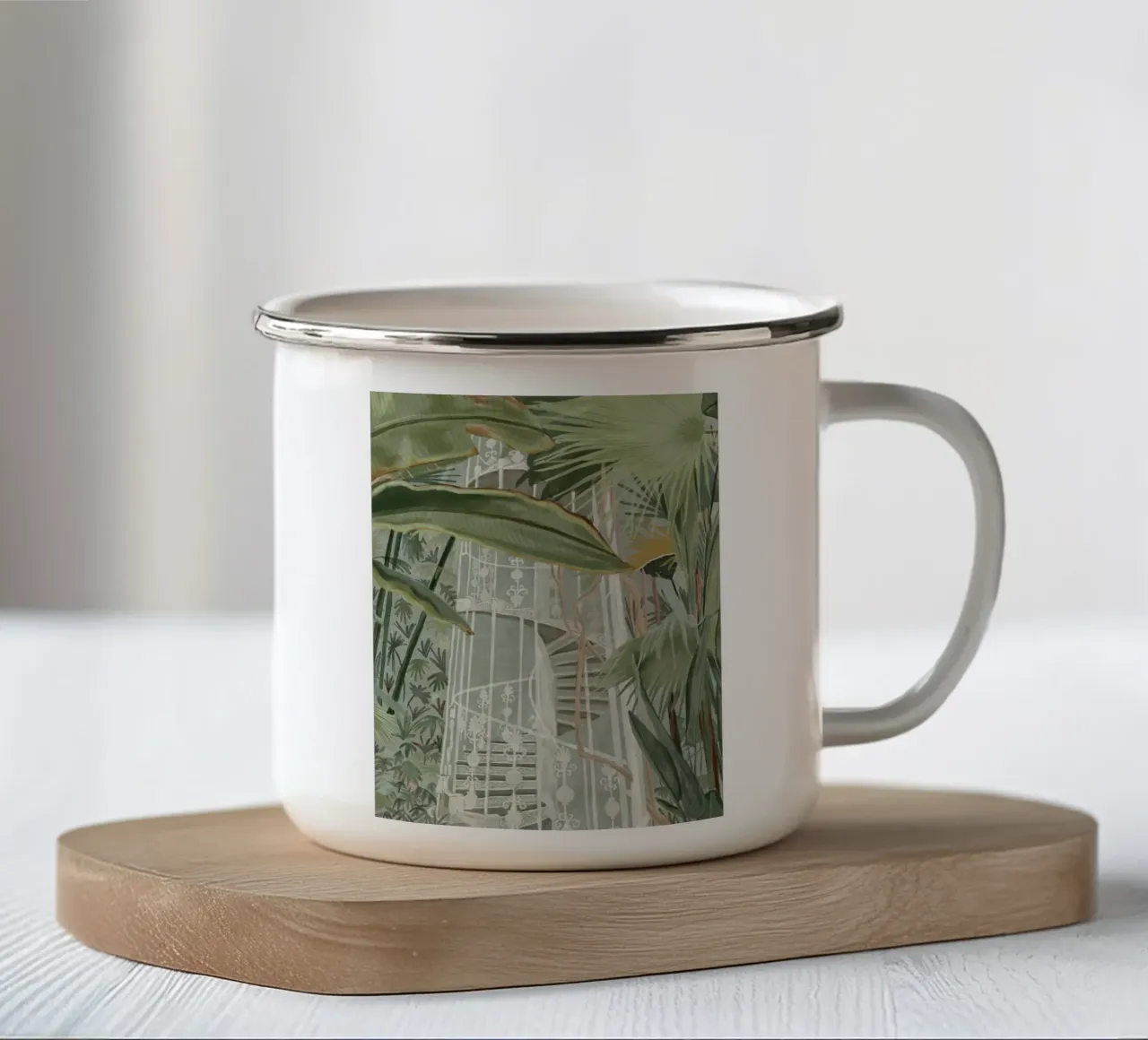 Serra tropicale Scala a chiocciola Kew Gardens Londra - L tazza in smalto da This Wild Soul - Illustration