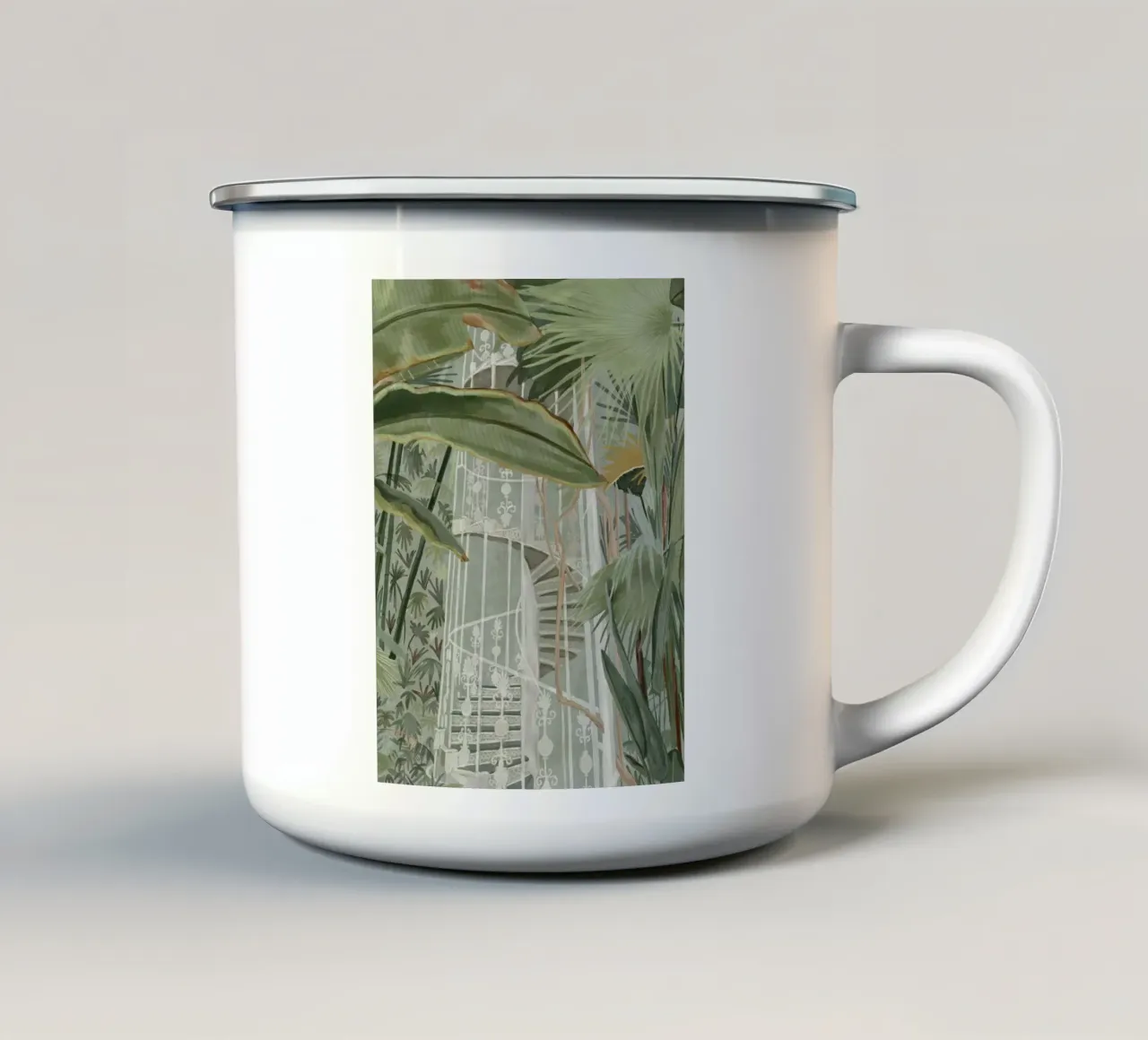 Serra tropicale Scala a chiocciola Kew Gardens Londra - L tazza in smalto da This Wild Soul - Illustration